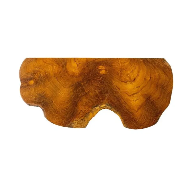 Live Edge Teak Floating Shelves, Set of 3