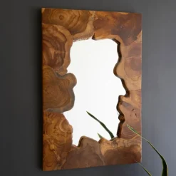 Live Edge Teak Wood Framed Mirror