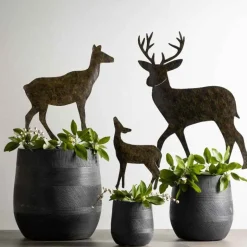 Metal Deer Family Stakes, Set of 3