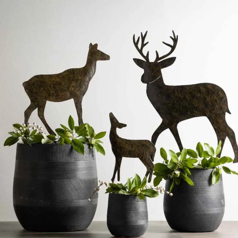 Metal Deer Family Stakes, Set of 3