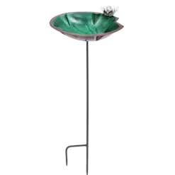 Metal Lily Pad Birdbath with Garden Stake