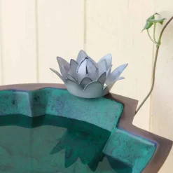 Metal Lily Pad Birdbath with Wall Mount Bracket