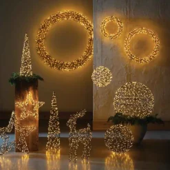 Micro LED Black Metal Wreath