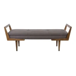 Mid Century Wood & Upholstered Bench