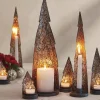 Mirrored Glass Tree-Shaped Pillar Candleholder