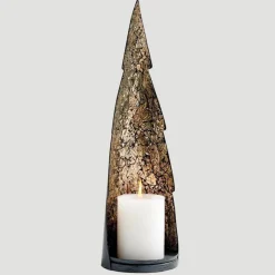 Mirrored Glass Tree-Shaped Pillar Candleholder