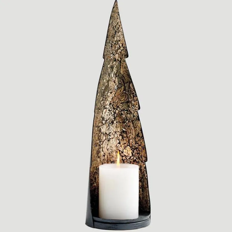 Mirrored Glass Tree-Shaped Pillar Candleholder