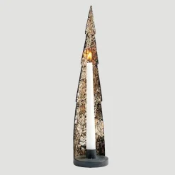 Mirrored Glass Tree-Shaped Taper Candleholder