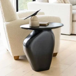 Modern Black Pebble Side Table