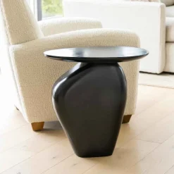 Modern Black Pebble Side Table