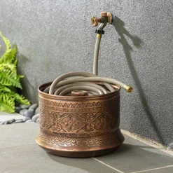 Moroccan Embossed Copper-Finished Hose Pot