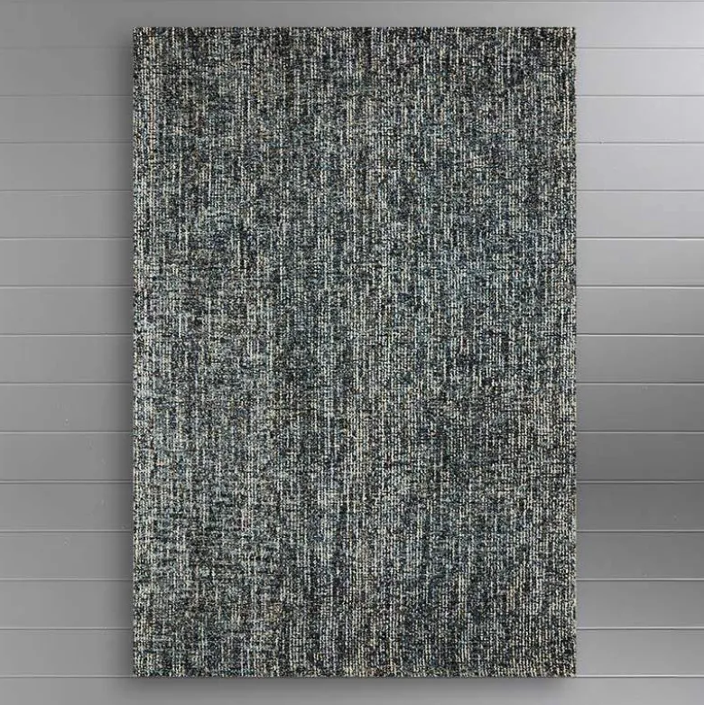 Mosaic Hand-Tufted Wool Rug, 5' x 8' (denim/charcoal)