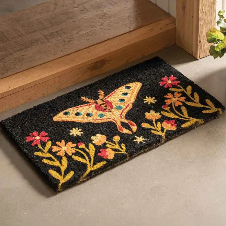 Moth on Black Coir Mat
