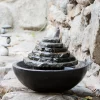 Natural Slate Stone Tower Stacked Water Fountain