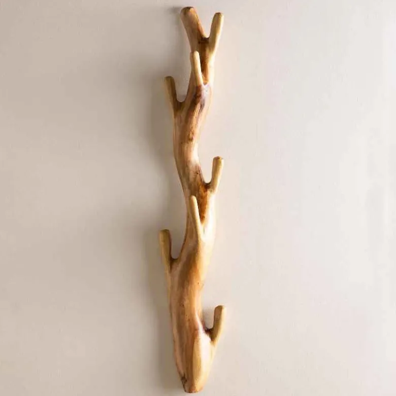 Nature-Inspired Twisted Suar Wood Wall Coat Rack