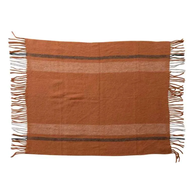 New Zealand Wool and Brushed Acrylic Fringe Throw