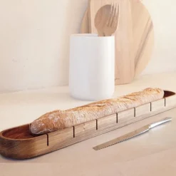 Oak Baguette Bread Board and Knife