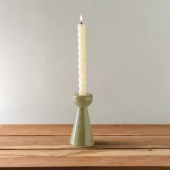 Olive Green Milky Glass Candleholder