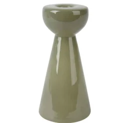 Olive Green Milky Glass Candleholders, set of 2