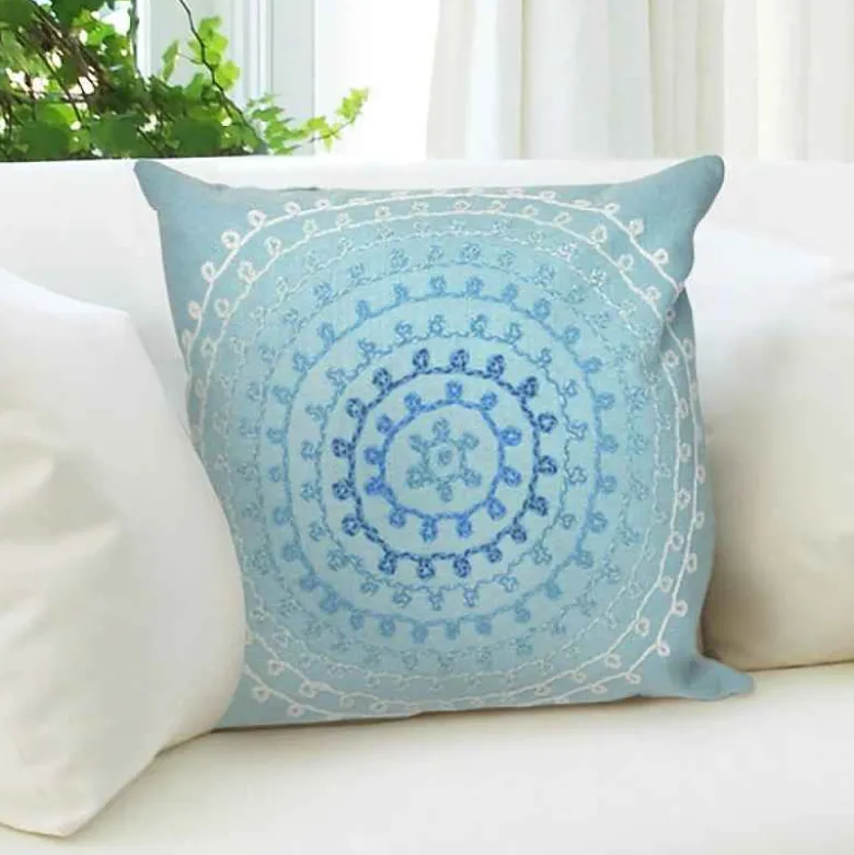 Ombre Threads Indoor/Outdoor Pillow, 20"Sq. - Aqua