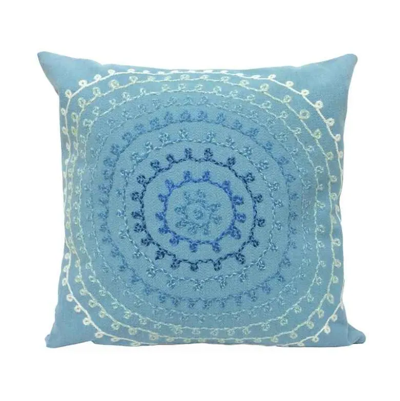 Ombre Threads Indoor/Outdoor Pillow, 20"Sq. - Aqua