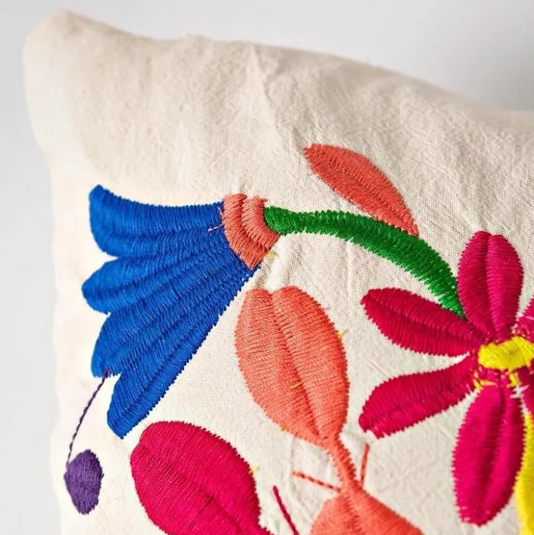 Otomi Mexican Embroidered Bird Stitched Pillow Cover