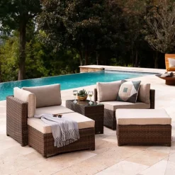Outdoor Convertible 5-Piece Modular Lounge Set