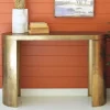 Oval Antique Brass Console Table