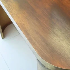 Oval Antique Brass Console Table