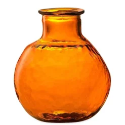 Oval Recycled Glass Balloon Vase, 12" - Amber
