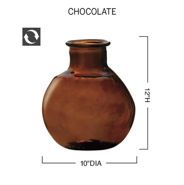 Oval Recycled Glass Balloon Vase, 12" - Chocolate