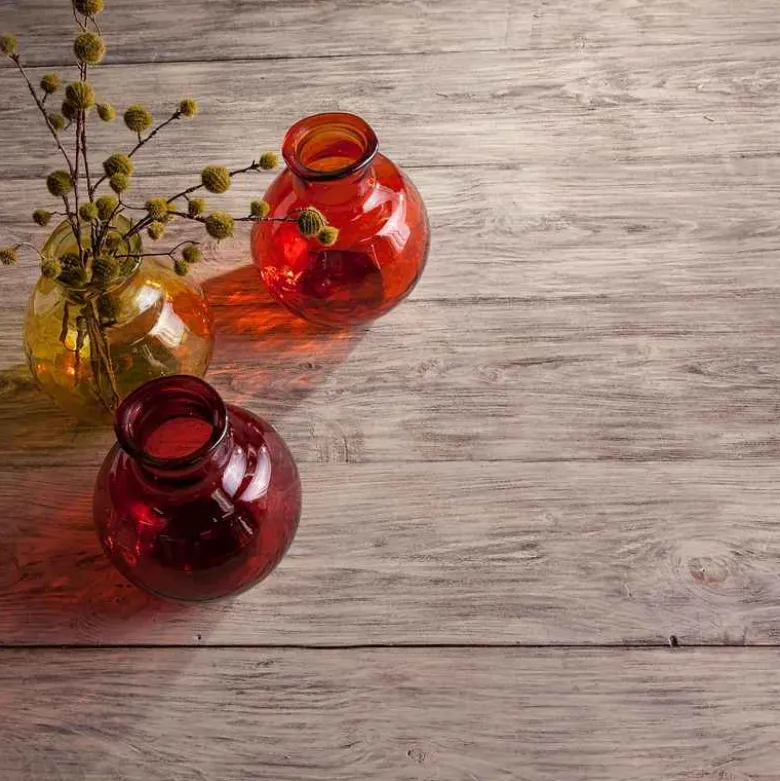 Oval Recycled Glass Balloon Vase, 12" - Red