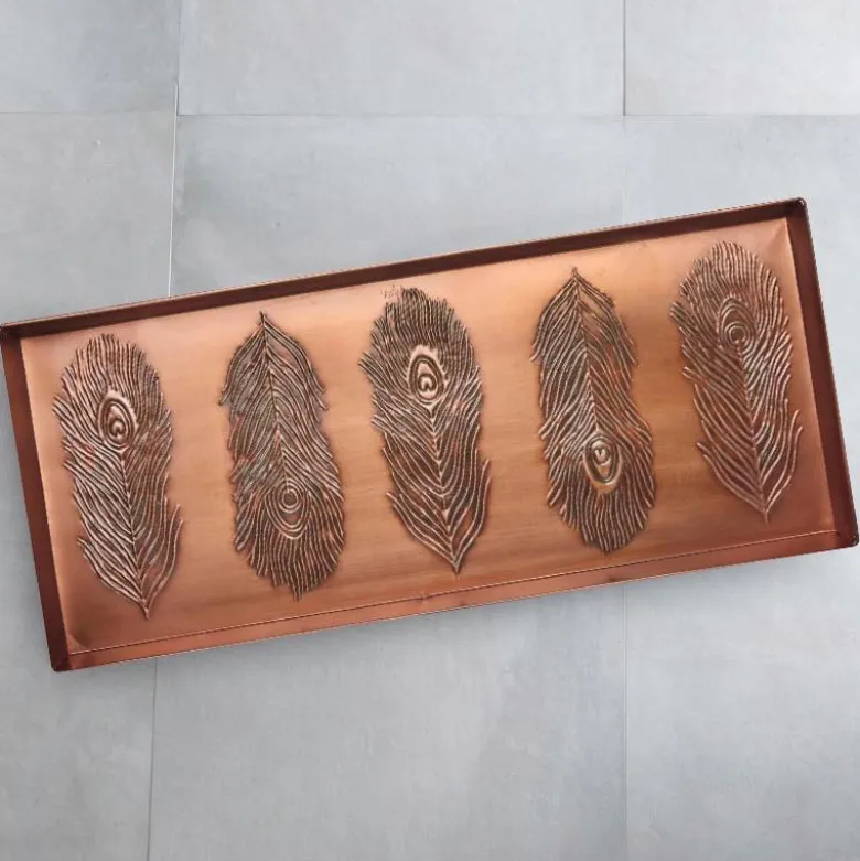 Peacock Feather Copper-Finish Boot Tray