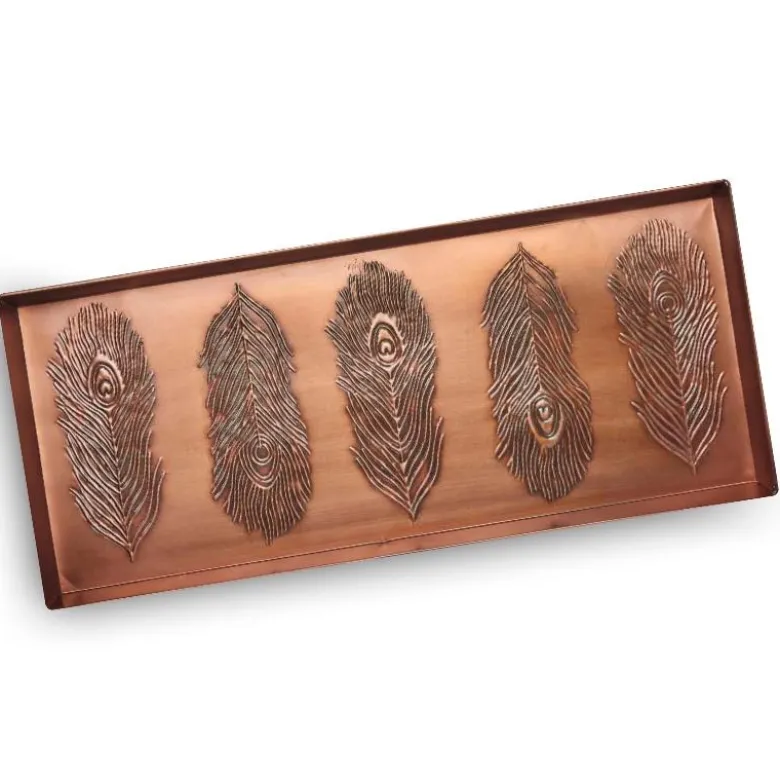 Peacock Feather Copper-Finish Boot Tray