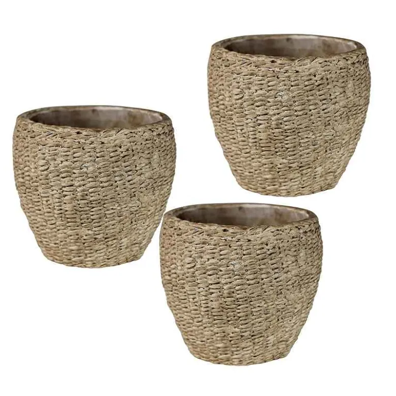 Pedro Cement Basket Small Cachepot, Set of 3