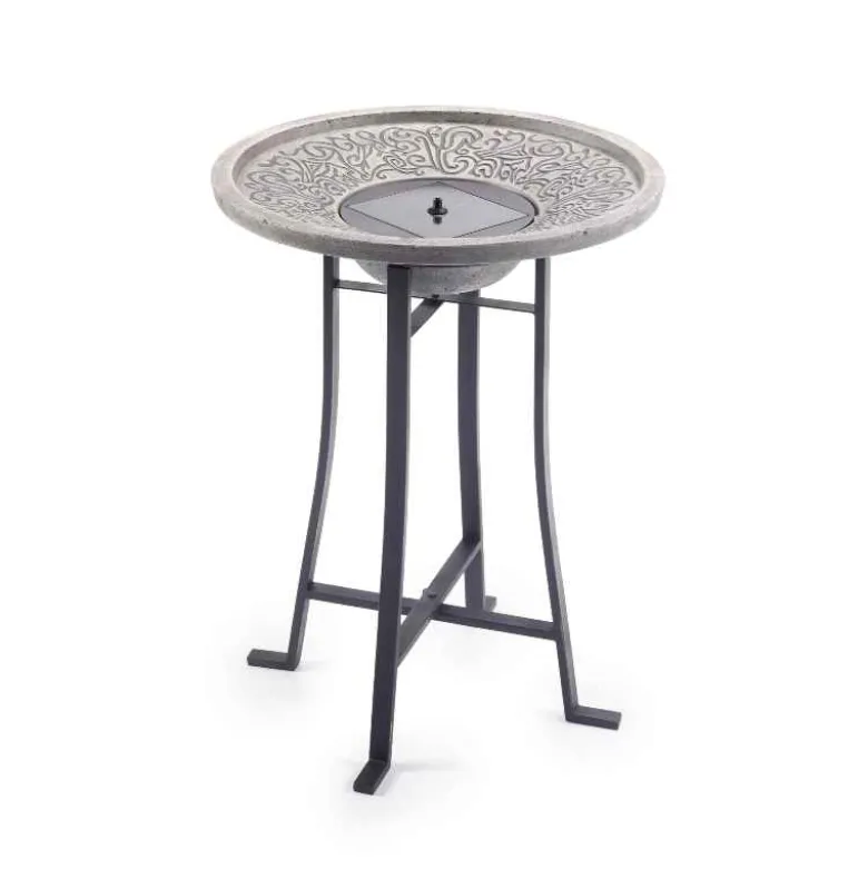 Perello IntelliSOLAR Light Cement Birdbath with Remote