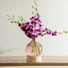 Pink 7" Balloon Vase with 5 Stems of Fresh Cut Orchids - Purple