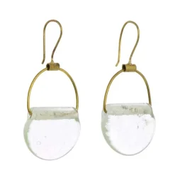 Playa Recycled Glass Drop Brass Earrings