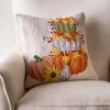Pumpkin Cairn Hand-Hooked Wool Decorative Throw Pillow, 16"Sq.