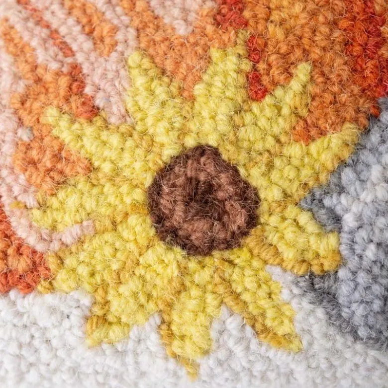 Pumpkin Cairn Hand-Hooked Wool Decorative Throw Pillow, 16"Sq.
