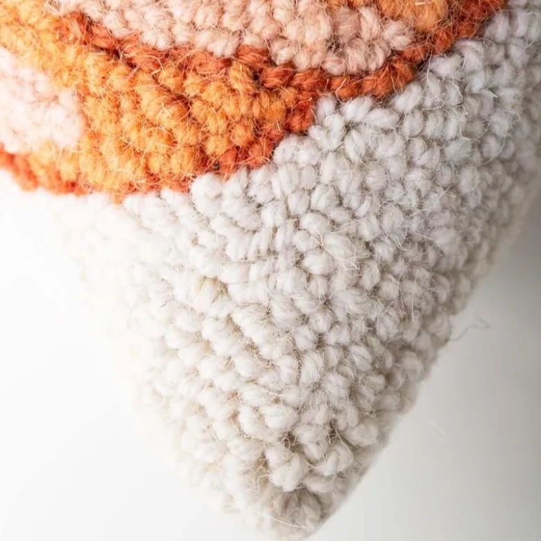 Pumpkin Cairn Hand-Hooked Wool Decorative Throw Pillow, 16"Sq.