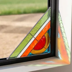 Rainbow Stained Glass Corner Art Bracket - Orange