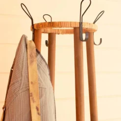Rattan Coat Rack with Umbrella Basket