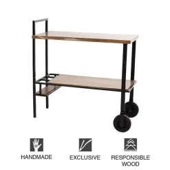 Reclaimed Live-Edge Wood Bar Cart