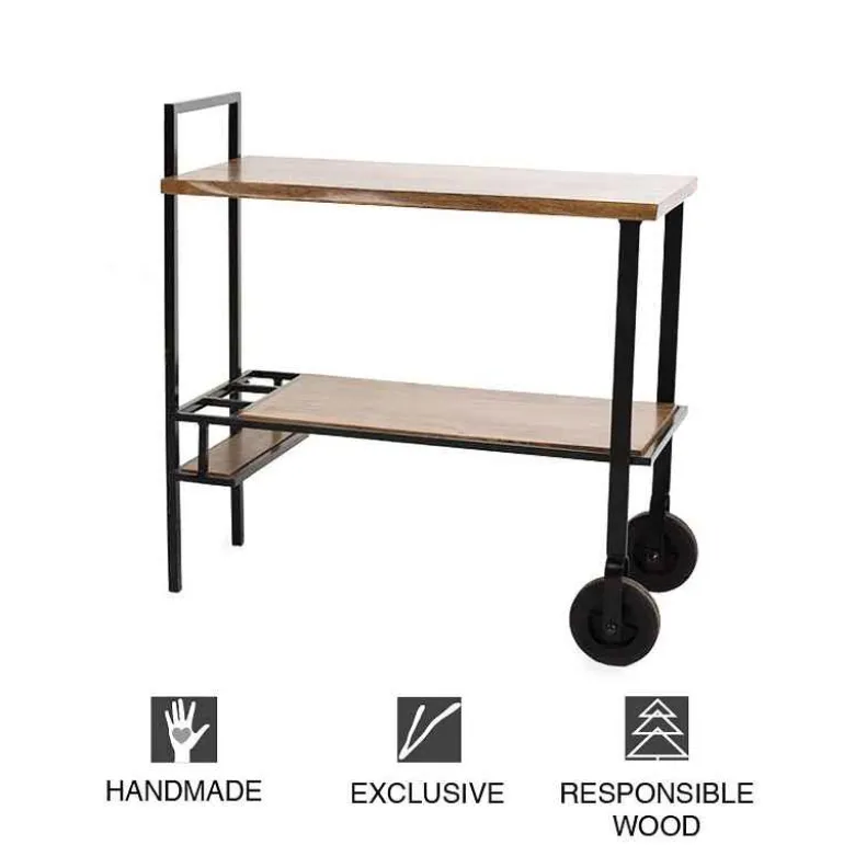 Reclaimed Live-Edge Wood Bar Cart
