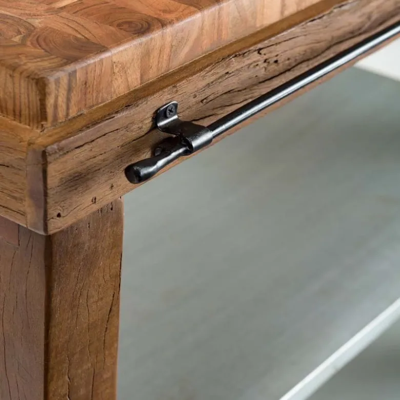 Reclaimed Rolling Butcher Block Kitchen Island with Storage
