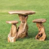 Reclaimed Teak Outdoor Table and Stools, Set of 3