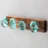 Recycled Glass and Reclaimed Wood Hooks - 4 Hook