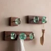 Recycled Glass and Reclaimed Wood Hooks - 2 Hook