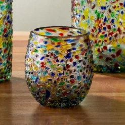 Recycled Glass Confetti Stemless Wine Glasses, Set of 4